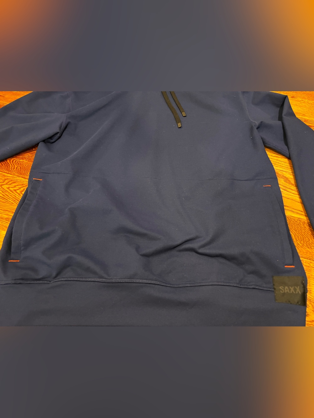 SAXX Men’s Long Sleeve Tech Performance Navy Running Hoodie Cooling Pullover SzM - Picture 6 of 13